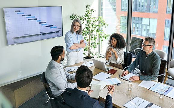 Staff training around a table