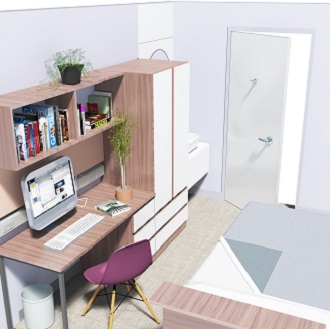 Artist impression of new bedroom in Muirhead House