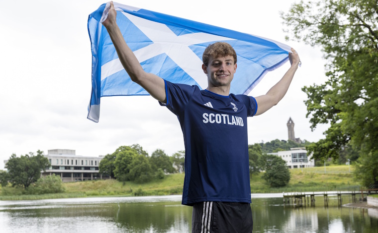 George Smith with Scottish flag.