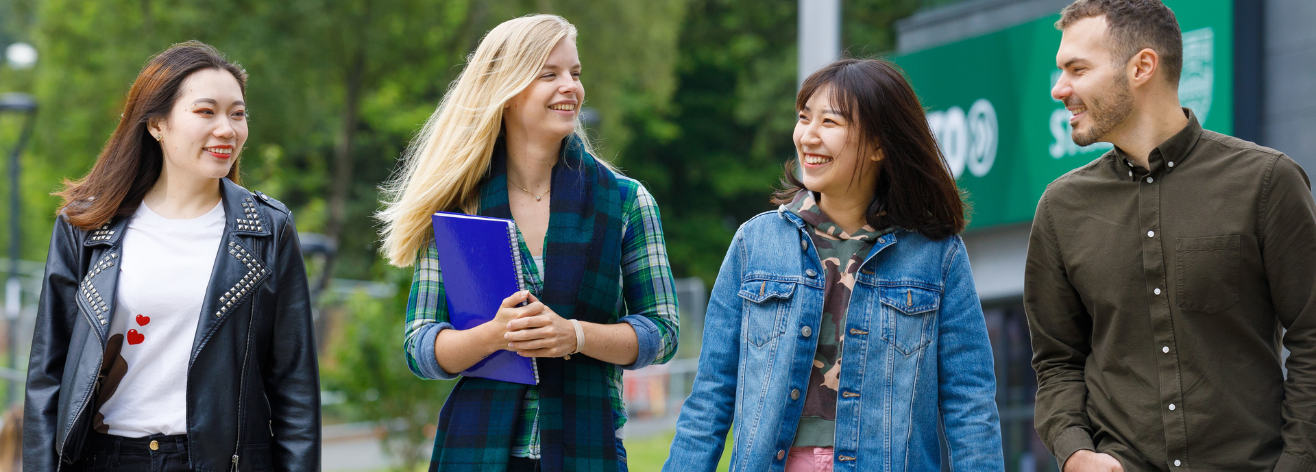 Group of students walking outside