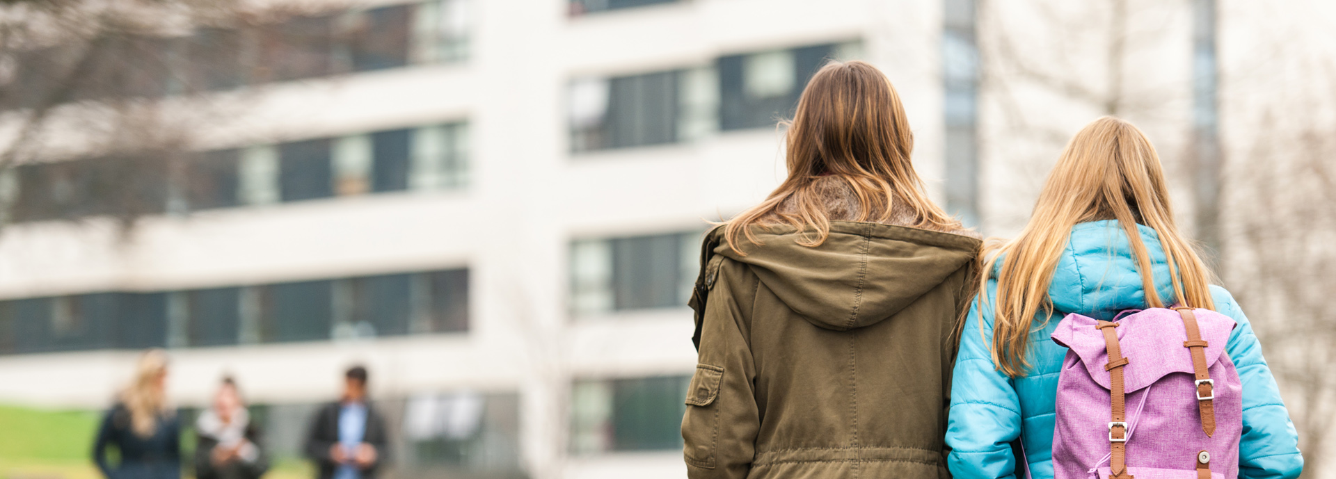 students walking on campus