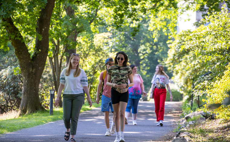 Students walking on campus