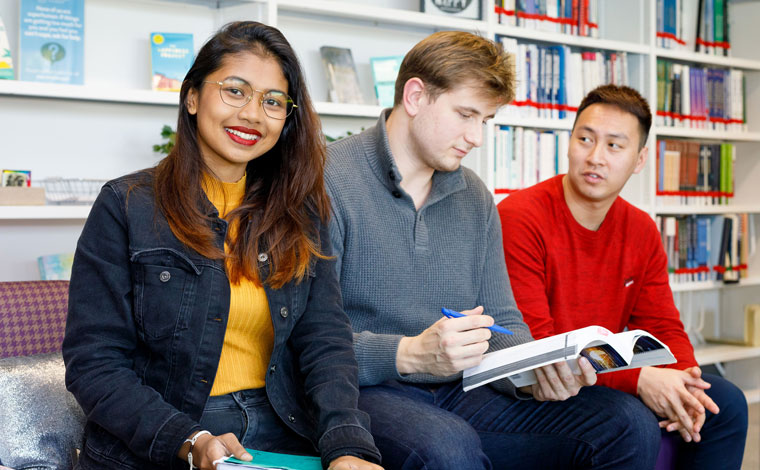 Students reading in the library