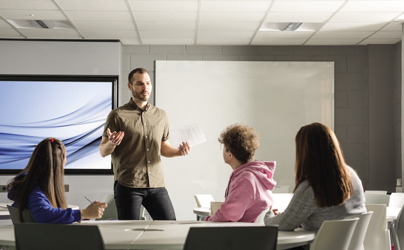 Teacher and students in a classroom