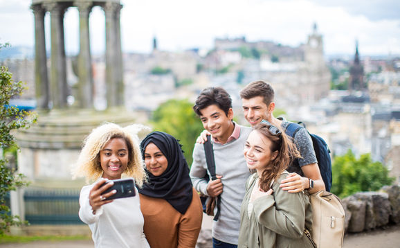 Students sightseeing in Edinburgh