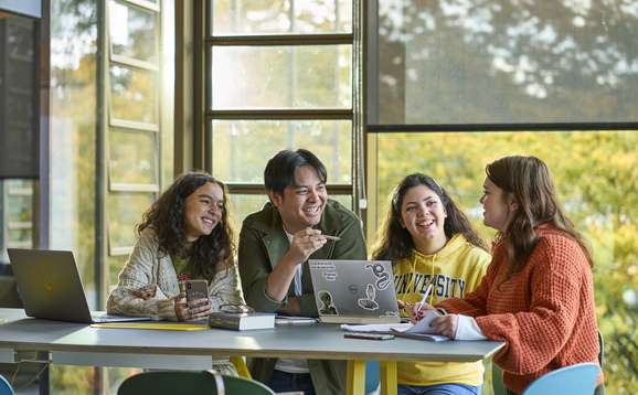 Students sitting in Campus Central