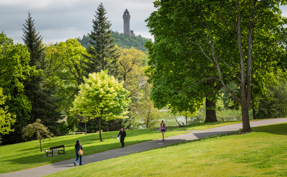 People walking around the loch