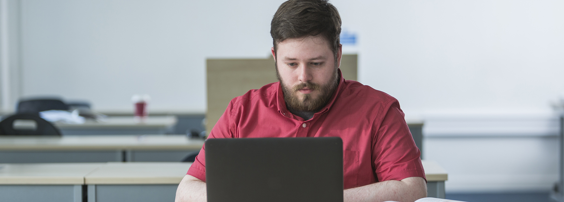 Student wearing a red shirt