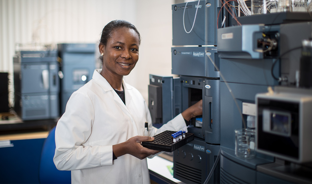 University of Stirling researcher in science lab