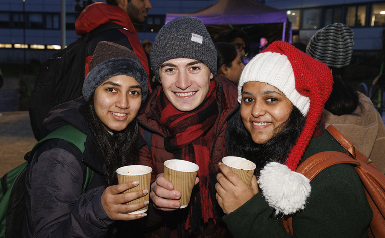 Students at xmas lights switch on event