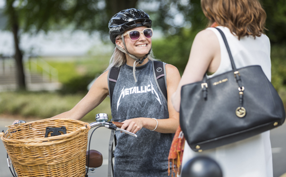 student with bike