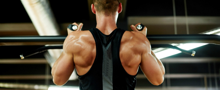 man working out back muscle