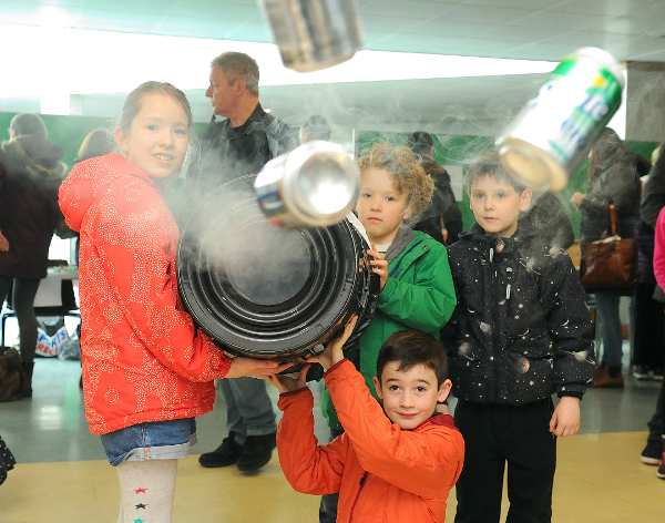 Sam Lee, Kate Griffin, Euan Griffin and Ossian Wilson at the science fair