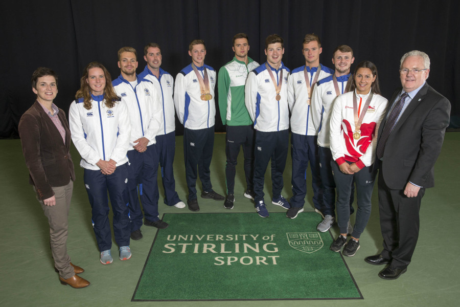 Principle, Professor Gerry McCormac with athletes