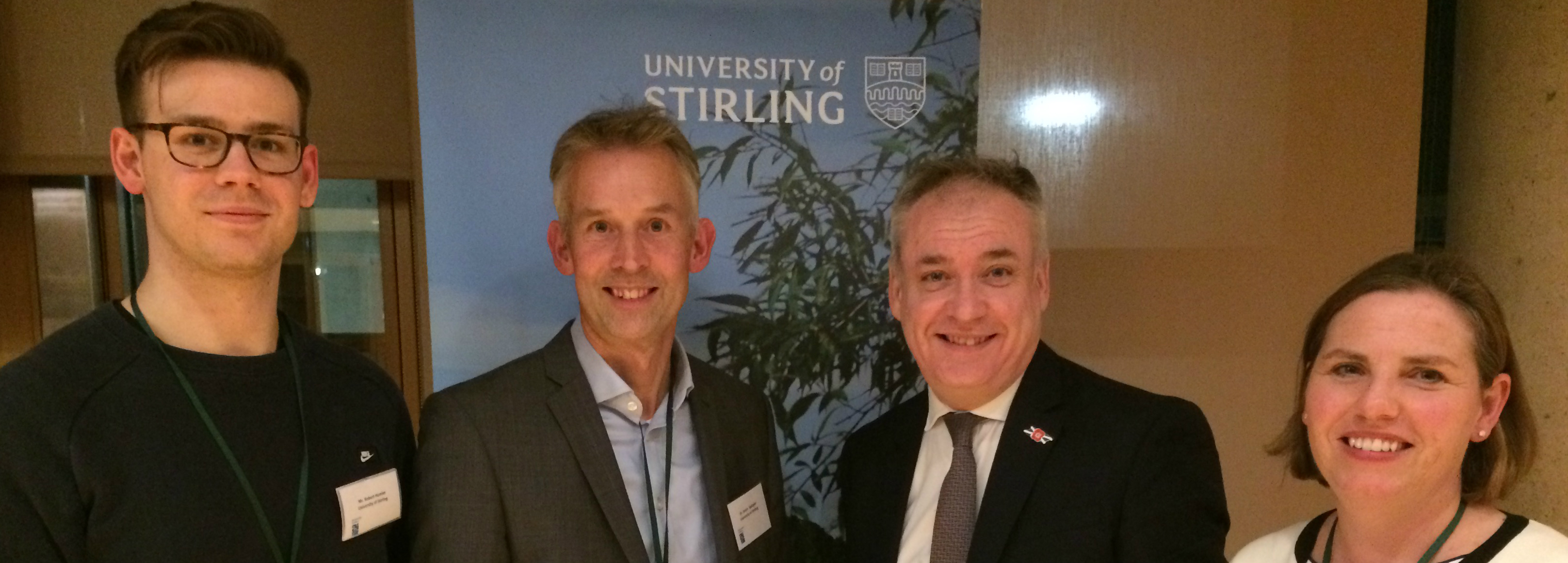 Image of Robert Hamlet, Dr Kevin Swingler, Richard Lochhead MSP and Professor Alison Green