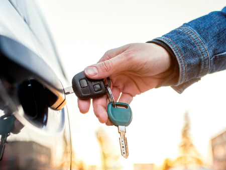 Person opens car