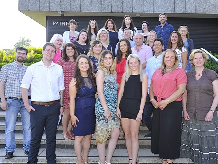 Group of students standing on stairs