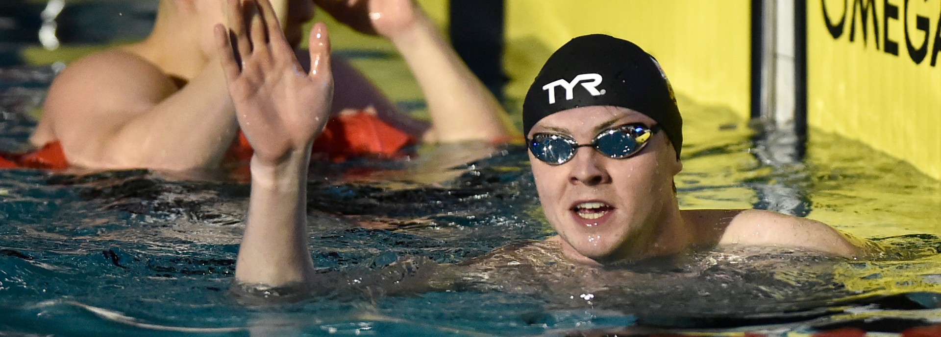 Ross Murdoch celebrating in pool