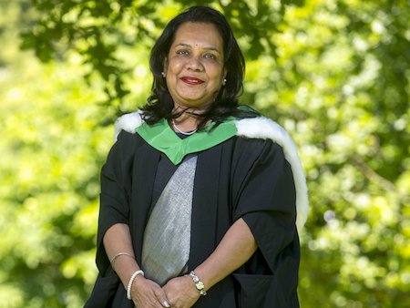 Student wearing graduation robes