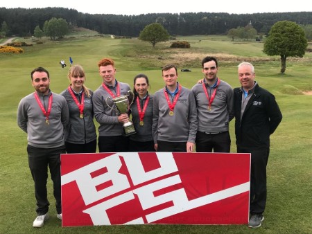 The winning University of Stirling golf team with the BUCS Championship trophy