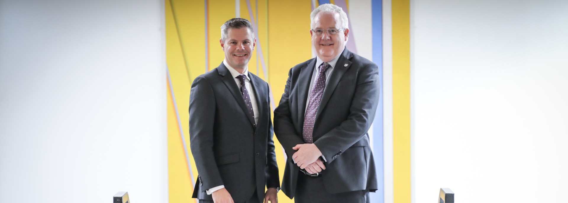 Derek Mackay MSP, Cabinet Secretary for Finance, Economy and Fair Work, with Professor Gerry McCormac, Principal of the University of Stirling