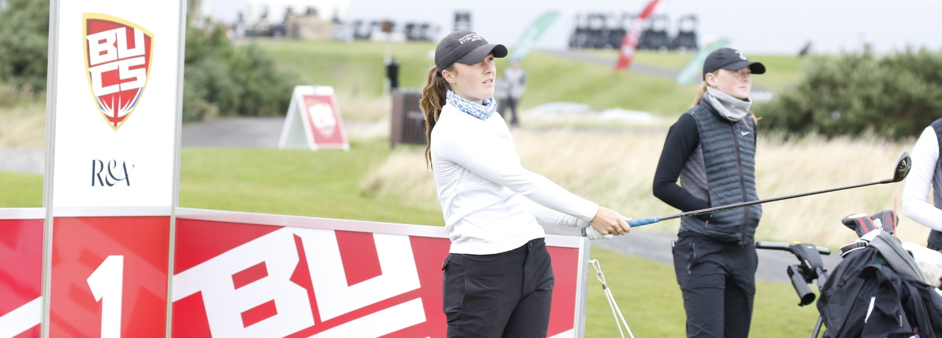 Golfer Hazel MacGarvie driving off tee