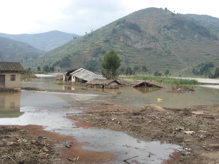 Rural flooding in Nkamira, North West Rwanda, Africa