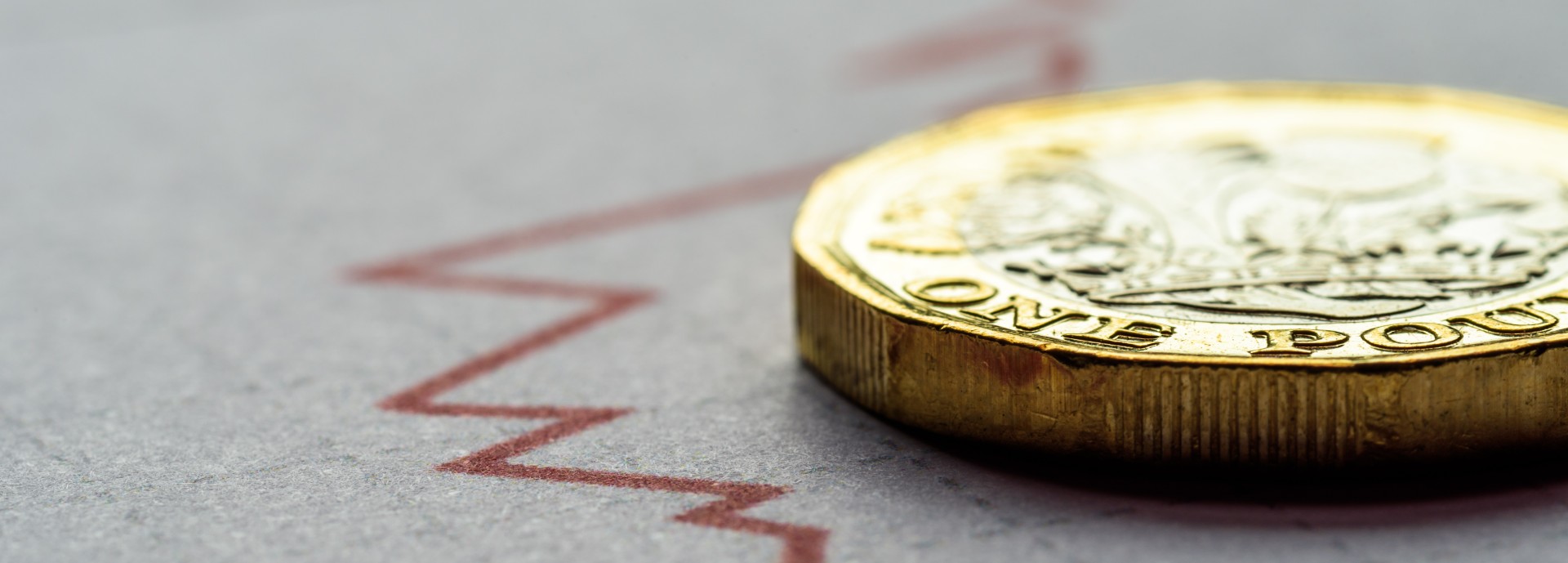 Pound coin lying on an economic graph.