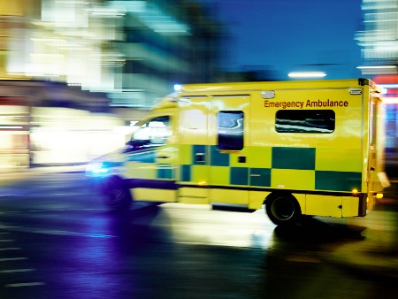 Ambulance racing through town