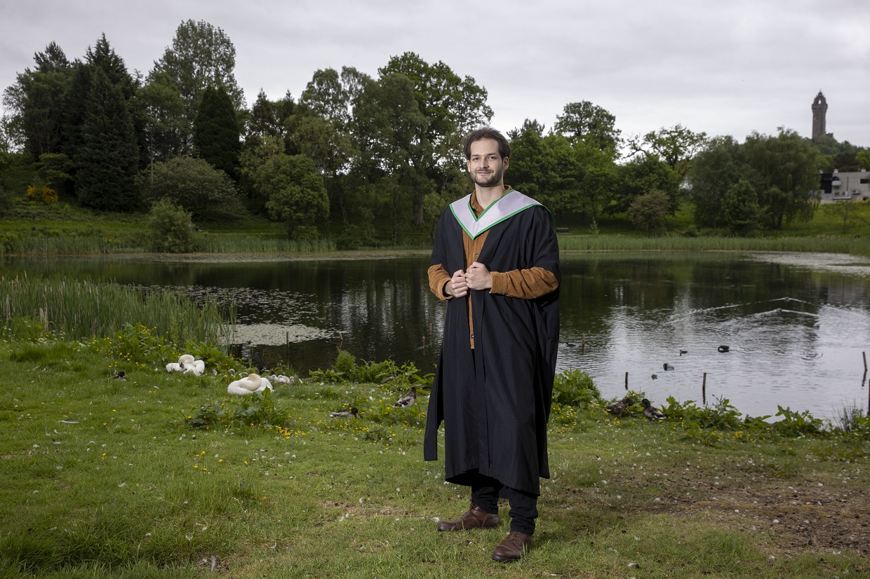 Charlie Trupo by the lake on campus