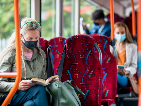 Internal bus shot of passengers