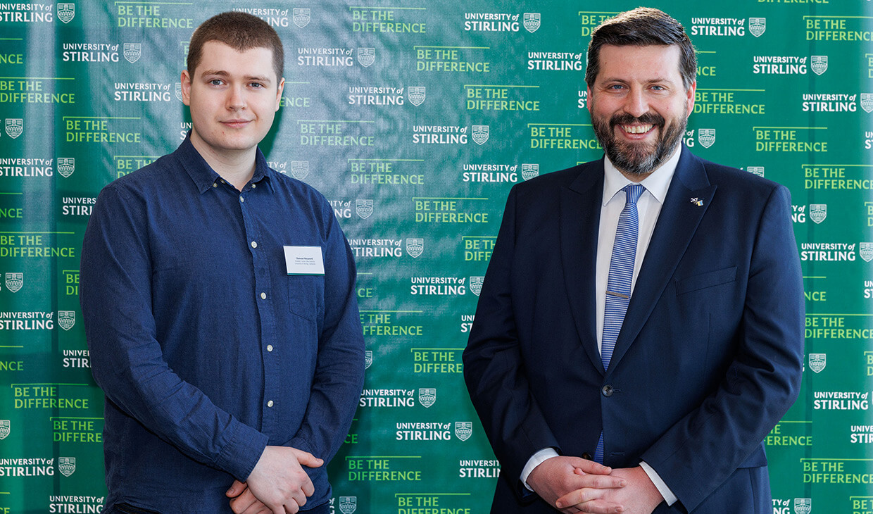 Graduate apprentice Duncan Hayward and Jamie Hepburn MSP