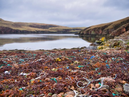 Plastic waste on Scottish beach