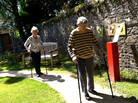 Care home residents exercising