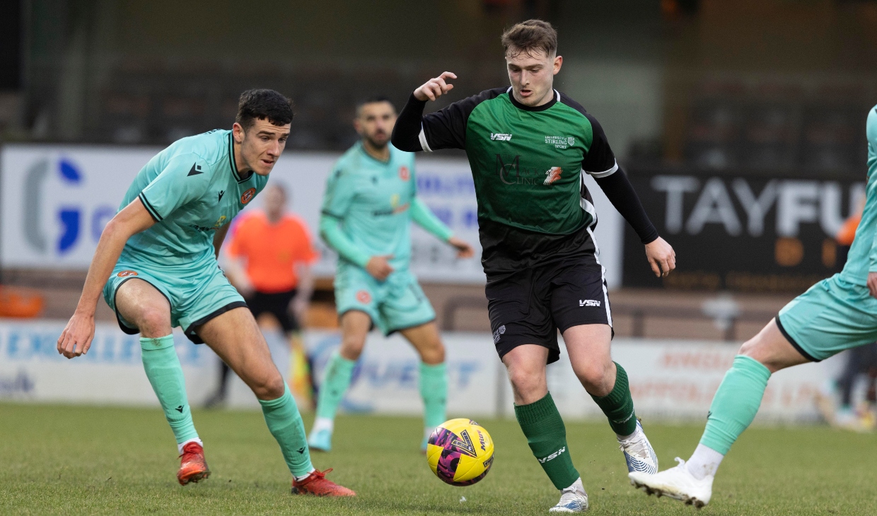 Jason Jarvis in action for University of Stirling against Dundee United.