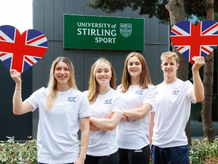 University of Stirling swimmers selected for the Euros. Left to right: Keanna MacInnes, Lucy Grieve, Evie Davis, Evan Jones.