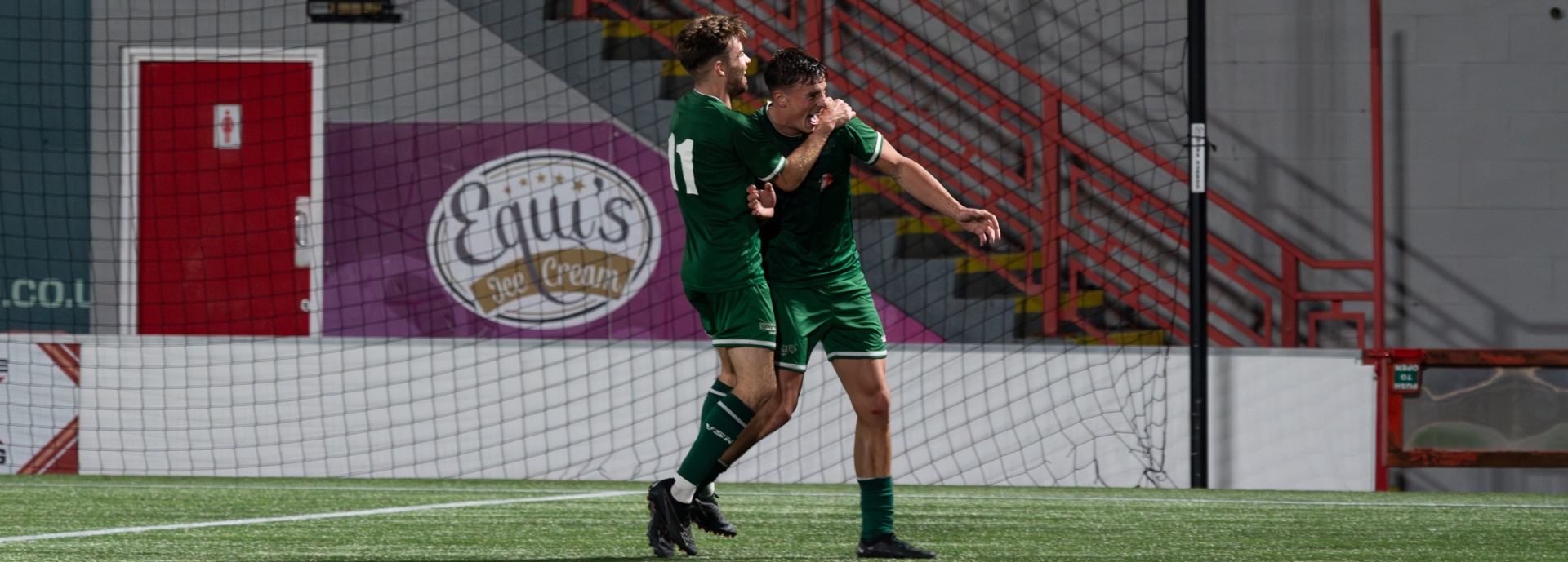 James Stokes and Cameron McKinley celebrate goal against Clyde.