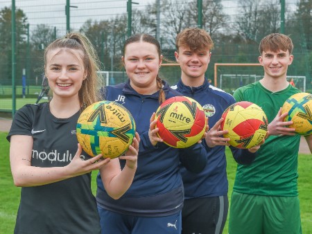 Amy Hodgson, Jennifer Ralston, Oliver Barr and Alex Jeanes celebrate Stirling partnership.