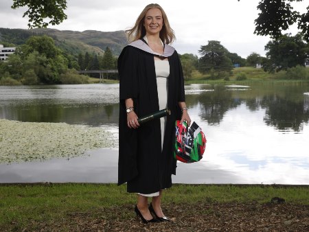 Motor racing star Logan Hannah celebrates her graduation.