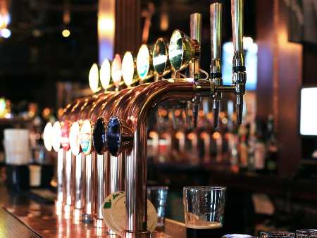 Beer taps in a pub