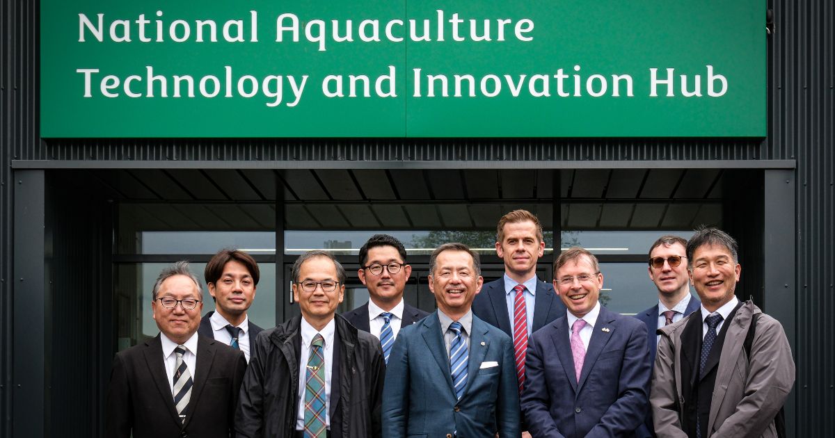 Representatives of the University of Stirling, Nagasaki University and the Japanese Consulate General in Edinburgh at the National Aquaculture Technology and Innovation Hub