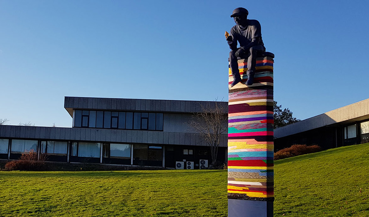 Blue boy statue for Culture on Campus