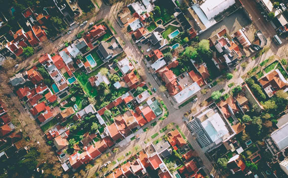 View of houses from above