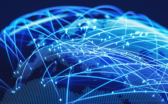 connecting lines on world map