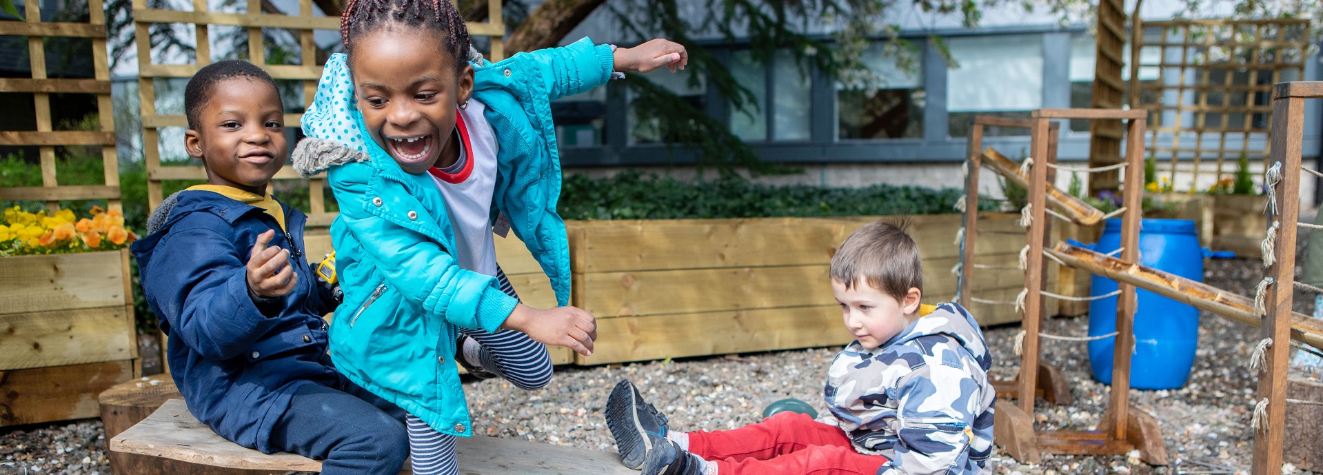 Children playing in the outdoor classroom