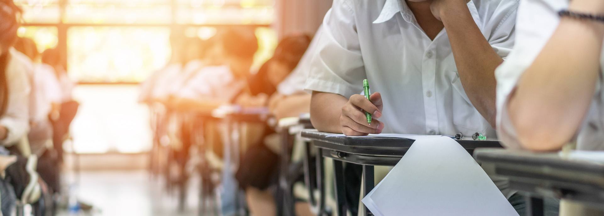 students sitting exams