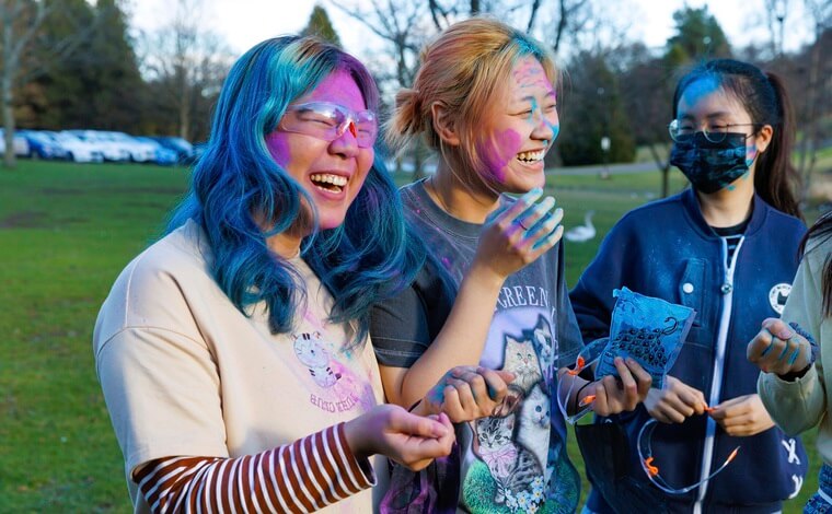 Students celebrating Holi